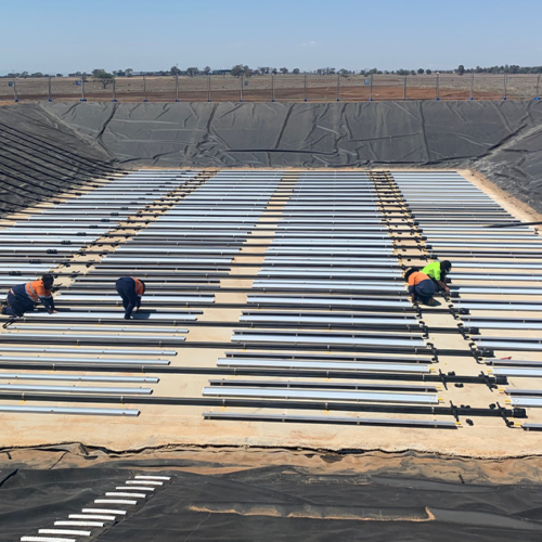 Installation of Aerostrip diffusers in an SBR lagoon.